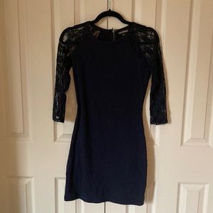 Women’s navy blue, lace sleeve, mini dress, size S, Express